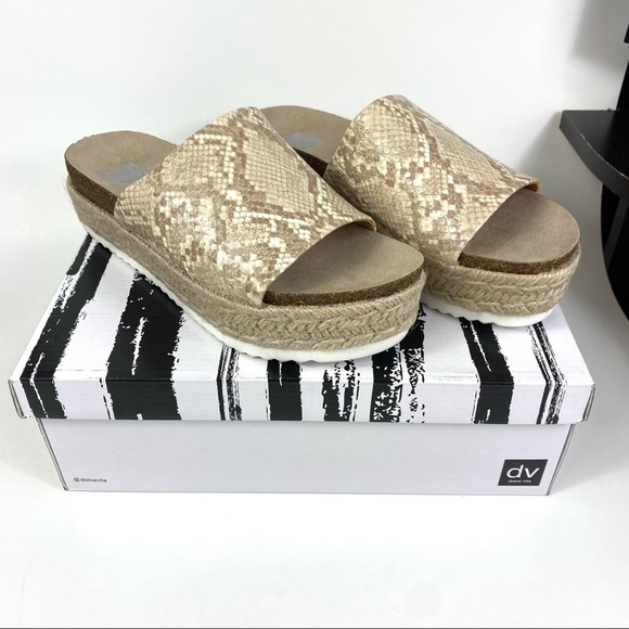DOLCE VITA ISMERELDA SNAKE PRINT TAN AND WHITE ESPADRILLE SANDAL WOMEN’S SIZE 8M - Picture 10 of 12